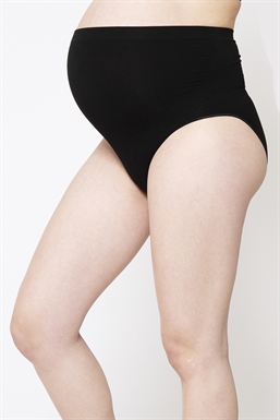 Soft black maternity panties made of bamboo fibres - front view with body